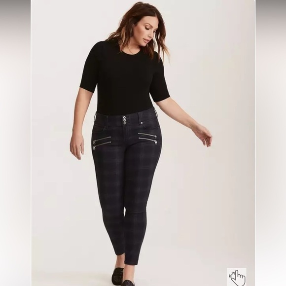 Torrid Multi-Zip Jeggings - Multi-Color Plaid Size 18R - Picture 1 of 15